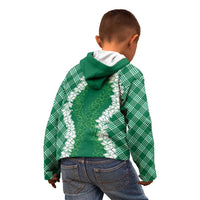 Hawaii Aloha Plumeria Lei Green Palaka Kid Hoodie - Polynesian Pride