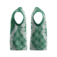 Hawaii Aloha Plumeria Lei Green Palaka Christmas Knitted V-Neck Vest - Polynesian Pride