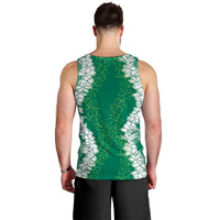 Hawaii Aloha Plumeria Lei Green Palaka Men Tank Top LT7 - Polynesian Pride