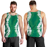Hawaii Aloha Plumeria Lei Green Palaka Men Tank Top LT7 - Polynesian Pride