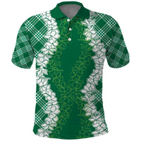 Hawaii Aloha Plumeria Lei Green Palaka Polo Shirt - Polynesian Pride