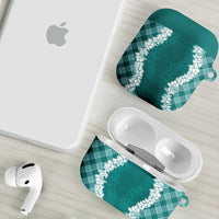 Hawaii Aloha Plumeria Lei Teal Palaka AirPods Case - Polynesian Pride