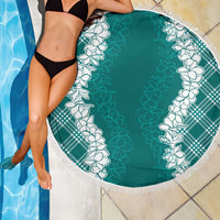 Hawaii Aloha Plumeria Lei Teal Palaka Beach Blanket - Polynesian Pride