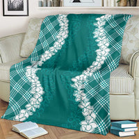 Hawaii Aloha Plumeria Lei Teal Palaka Blanket - Polynesian Pride