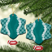 Hawaii Aloha Plumeria Lei Teal Palaka Ceramic Ornament - Polynesian Pride