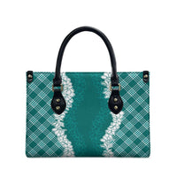 Hawaii Aloha Plumeria Lei Teal Palaka Leather Bag - Polynesian Pride