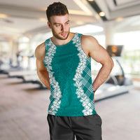 Hawaii Aloha Plumeria Lei Teal Palaka Men Tank Top LT7 Teal - Polynesian Pride