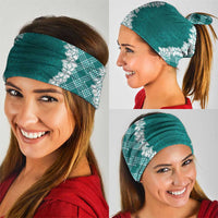 Hawaii Aloha Plumeria Lei Teal Palaka Neck Gaiter - Polynesian Pride