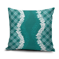 Hawaii Aloha Plumeria Lei Teal Palaka Pillow Cover - Polynesian Pride