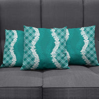 Hawaii Aloha Plumeria Lei Teal Palaka Pillow Cover - Polynesian Pride