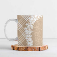 Hawaii Aloha Plumeria Lei Beige Palaka Ceramic Mug - Polynesian Pride