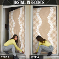 Hawaii Aloha Plumeria Lei Beige Palaka Door Cover - Polynesian Pride