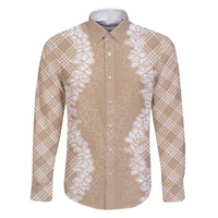 Hawaii Aloha Plumeria Lei Beige Palaka Family Matching Summer Maxi Dress and Hawaiian Shirt - Polynesian Pride