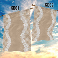 Hawaii Aloha Plumeria Lei Beige Palaka Garden Flag - Polynesian Pride