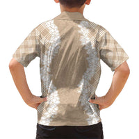 Hawaii Aloha Plumeria Lei Beige Palaka Kid Hawaiian Shirt LT7 - Polynesian Pride