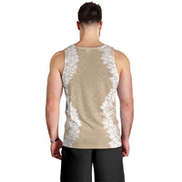 Hawaii Aloha Plumeria Lei Beige Palaka Men Tank Top - Polynesian Pride
