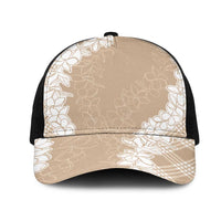 Hawaii Aloha Plumeria Lei Beige Palaka Mesh Trucker Cap - Polynesian Pride
