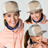 Hawaii Aloha Plumeria Lei Beige Palaka Mesh Trucker Cap - Polynesian Pride