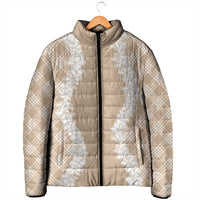Hawaii Aloha Plumeria Lei Beige Palaka Padded Jacket LT7 - Polynesian Pride