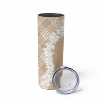 Hawaii Aloha Plumeria Lei Beige Palaka Skinny Tumbler - Polynesian Pride