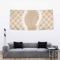 Hawaii Aloha Plumeria Lei Beige Palaka Tapestry - Polynesian Pride