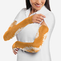 Hawaii Aloha Plumeria Lei Orange Palaka Arm Sleeves - Polynesian Pride