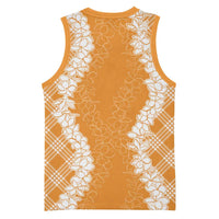 Hawaii Aloha Plumeria Lei Orange Palaka Basketball Jersey LT7 - Polynesian Pride