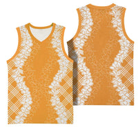 Hawaii Aloha Plumeria Lei Orange Palaka Basketball Jersey LT7 - Polynesian Pride