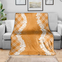 Hawaii Aloha Plumeria Lei Orange Palaka Blanket - Polynesian Pride
