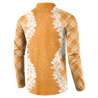 Hawaii Aloha Plumeria Lei Orange Palaka Button Sweatshirt LT7 - Polynesian Pride