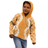 Hawaii Aloha Plumeria Lei Orange Palaka Kid Hoodie - Polynesian Pride