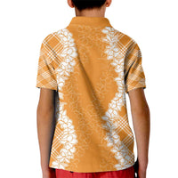 Hawaii Aloha Plumeria Lei Orange Palaka Kid Polo Shirt - Polynesian Pride