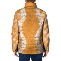 Hawaii Aloha Plumeria Lei Orange Palaka Padded Jacket LT7 - Polynesian Pride