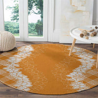 Hawaii Aloha Plumeria Lei Orange Palaka Round Carpet LT7 - Polynesian Pride