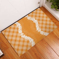 Hawaii Aloha Plumeria Lei Orange Palaka Rubber Doormat LT7 - Polynesian Pride