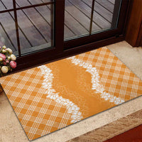 Hawaii Aloha Plumeria Lei Orange Palaka Rubber Doormat LT7 - Polynesian Pride