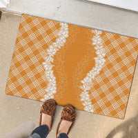 Hawaii Aloha Plumeria Lei Orange Palaka Rubber Doormat LT7 - Polynesian Pride