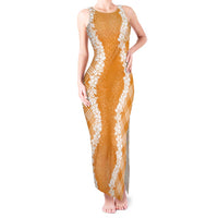 Hawaii Aloha Plumeria Lei Orange Palaka Tank Maxi Dress - Polynesian Pride