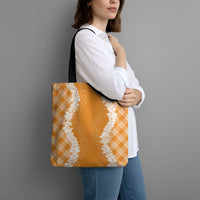 Hawaii Aloha Plumeria Lei Orange Palaka Tote Bag - Polynesian Pride