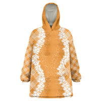Hawaii Aloha Plumeria Lei Orange Palaka Wearable Blanket Hoodie LT7 One Size Orange - Polynesian Pride