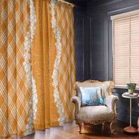 Hawaii Aloha Plumeria Lei Orange Palaka Window Curtain - Polynesian Pride