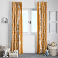 Hawaii Aloha Plumeria Lei Orange Palaka Window Curtain - Polynesian Pride