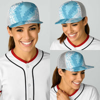 Hawaii Aloha Plumeria Lei Turquoise Palaka Baseball Net Cap - Polynesian Pride