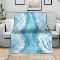 Hawaii Aloha Plumeria Lei Turquoise Palaka Blanket - Polynesian Pride