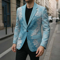 Hawaii Aloha Plumeria Lei Turquoise Palaka Blazer - Polynesian Pride