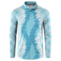 Hawaii Aloha Plumeria Lei Turquoise Palaka Button Sweatshirt LT7 Turquoise - Polynesian Pride