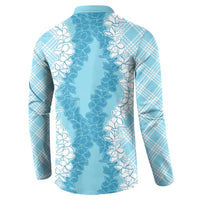 Hawaii Aloha Plumeria Lei Turquoise Palaka Button Sweatshirt LT7 - Polynesian Pride