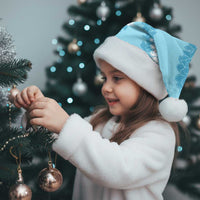 Hawaii Aloha Plumeria Lei Turquoise Palaka Christmas Santa Hat - Polynesian Pride