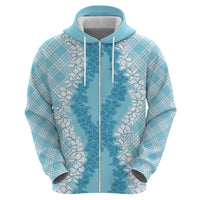 Hawaii Aloha Plumeria Lei Turquoise Palaka Hoodie - Polynesian Pride