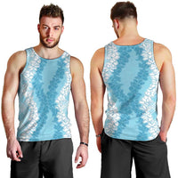 Hawaii Aloha Plumeria Lei Turquoise Palaka Men Tank Top - Polynesian Pride
